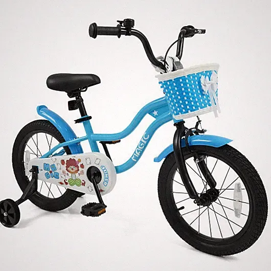 16 Inch Kids Bike with Training Wheels and Basket Navy Color - Color: Navy - Siz
