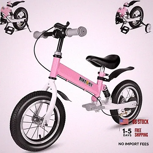 Balance Bike 2 in 1,The Dual Use of a Kids Balance Bike and Kids 14inch Pink