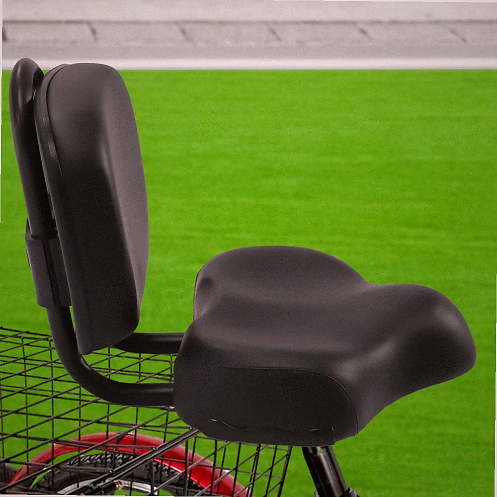 Black Wide Comfort Bicycle Seat with Backrest for Enhanced Support