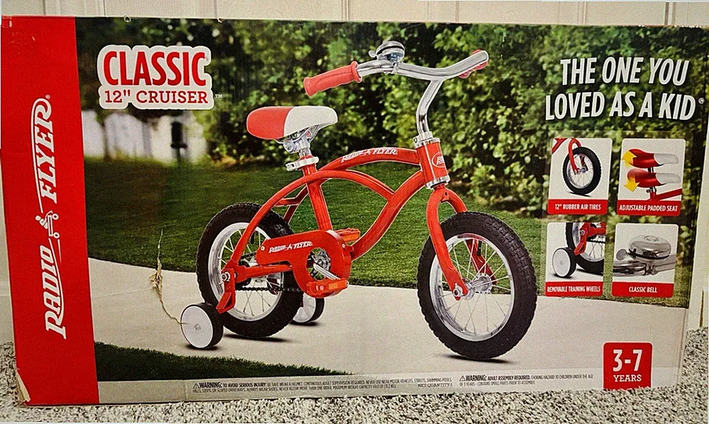 Radio Flyer 12” Cruiser Toddler Bike Bicycle w/ Training Wheels Model 01202