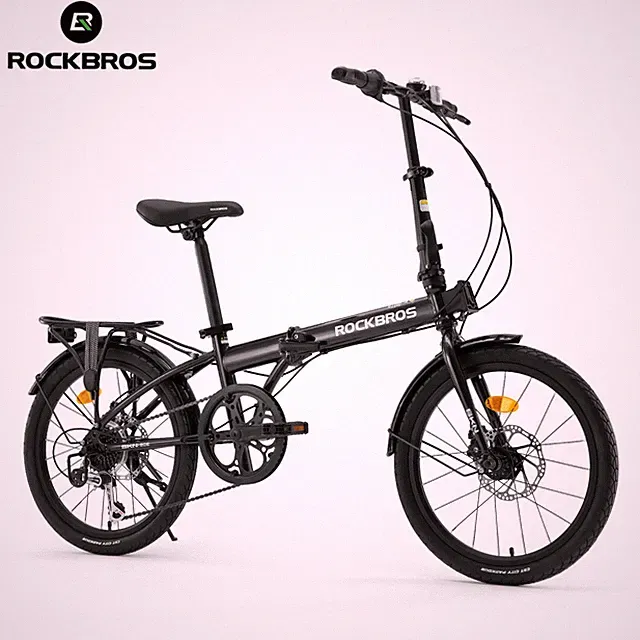 ROCKBROS SKN 20"Folding Bike,7 Speeds Disc Brakes with Luggage Rack & Mudguards