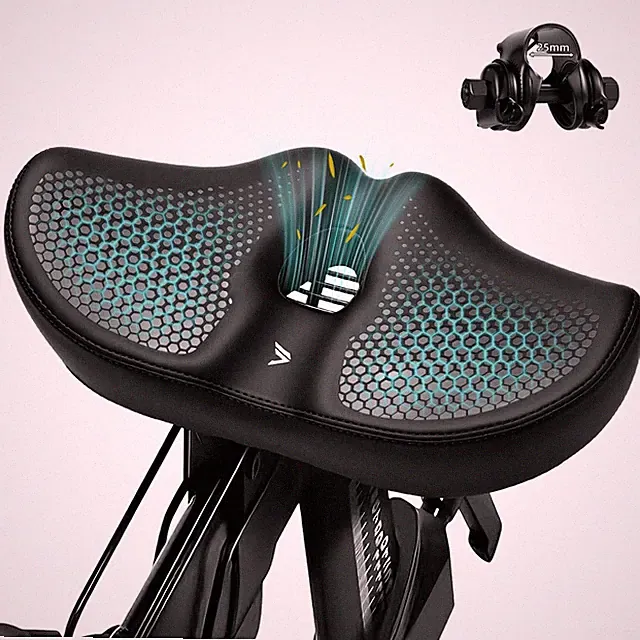 Wide Noseless Bike seat Cushion for Men Women Memory Foam Filling Black